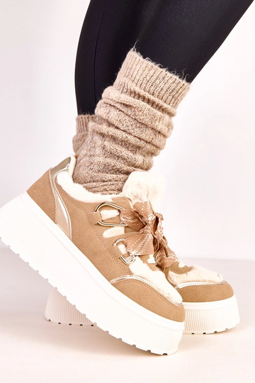 Baskets sportives chaudes couleur sable sur plateforme Deena 2