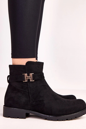 Bottines noires pour femmes avec décoration dorée Mengel 2