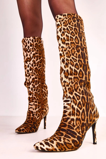 Bottes montantes pour femmes à motif léopard sur talon fin Adrienne 2