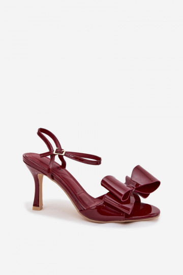 avec effet vernis des sandales avec des talons fins avec des rubans Bourgogne Noliva 2