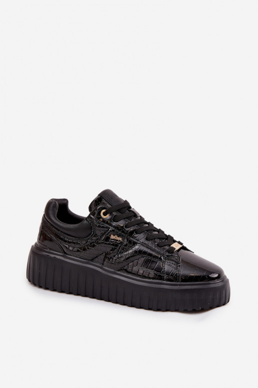 avec effet vernis Chaussures modèle baskets Féminin avec une plateforme Lee Cooper LCJ-25-09-3870 couleur noire avec effet vernis Chaussures modèle baskets Féminin avec une plateforme Lee Cooper LCJ-25-09-3870 couleur noire