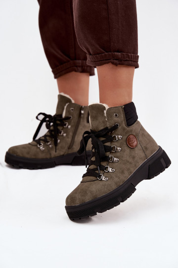 réchauffer chaussures Féminin avec une plateforme couleur kaki Zaraine