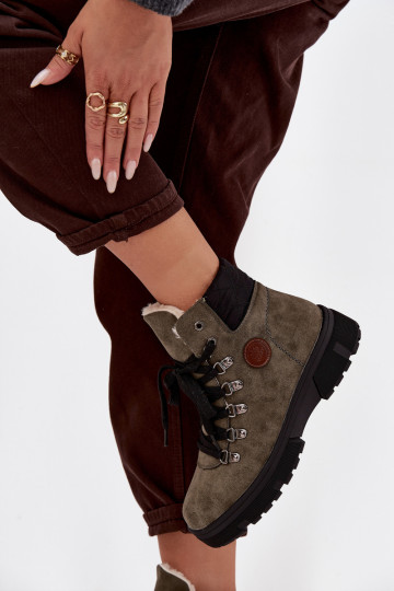 réchauffer chaussures Féminin avec une plateforme couleur kaki Zaraine 2