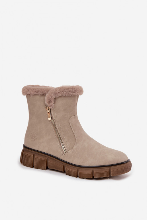 Bottes de neige Féminin avec une plateforme avec un manteau de fourrure beige Briselle Bottes de neige Féminin avec une plateforme avec un manteau de fourrure beige Briselle