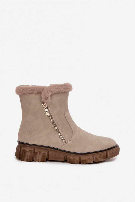 Bottes de neige Féminin avec une plateforme avec un manteau de fourrure beige Briselle Bottes de neige Féminin avec une plateforme avec un manteau de fourrure beige Briselle