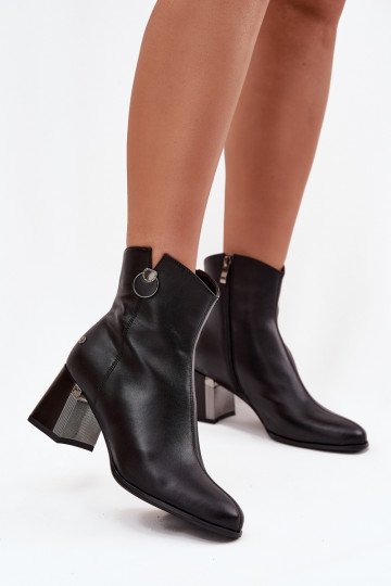 Bottines isolées en cuir avec talons Tai turiciejka K7203-04 couleur noire 2