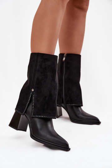 Bottines en cuir avec broderie et fourrure intérieure Tai turiciejka K7206-01 couleur noire 2