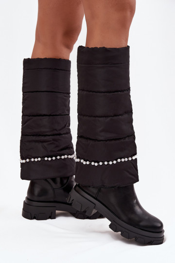 Bottes longues chaudes avec perles couleur noire Irvette