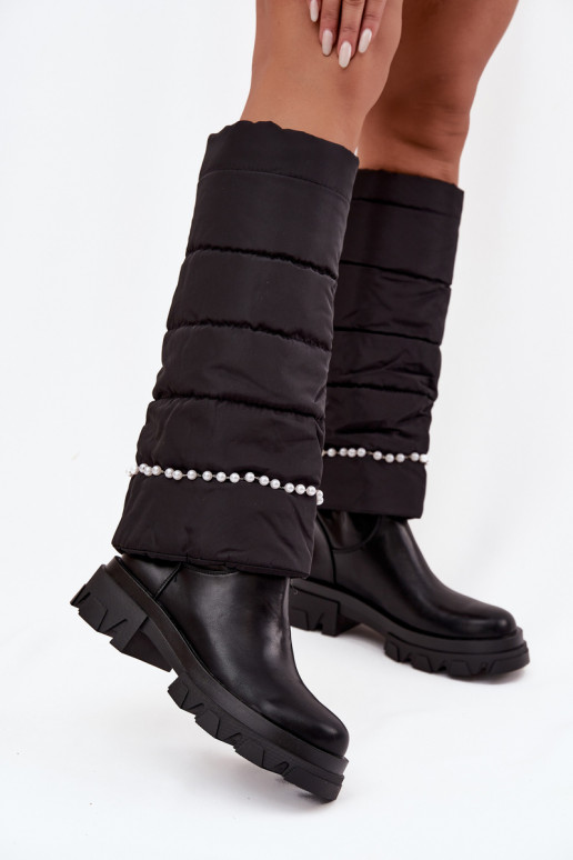 Bottes chaudes avec des perles couleur noire Irvette Bottes chaudes avec des perles couleur noire Irvette