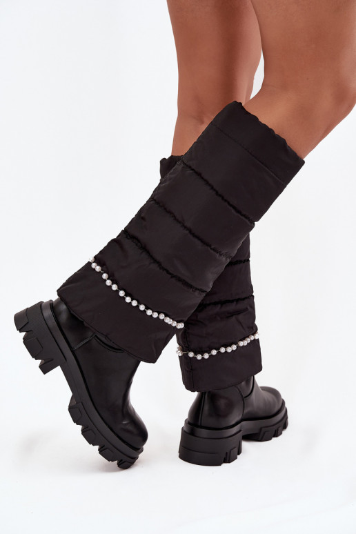 Bottes chaudes avec des perles couleur noire Irvette Bottes chaudes avec des perles couleur noire Irvette
