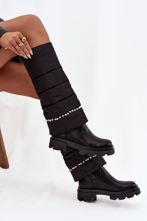 Bottes chaudes avec des perles couleur noire Irvette Bottes chaudes avec des perles couleur noire Irvette