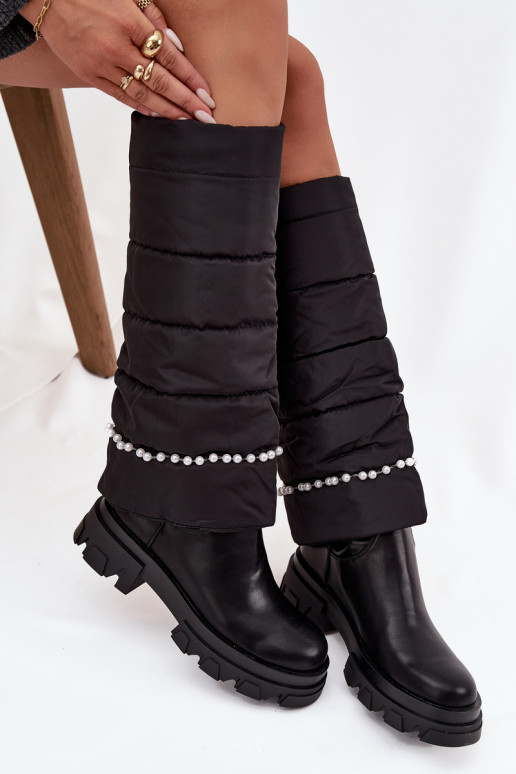 Bottes chaudes avec des perles couleur noire Irvette Bottes chaudes avec des perles couleur noire Irvette