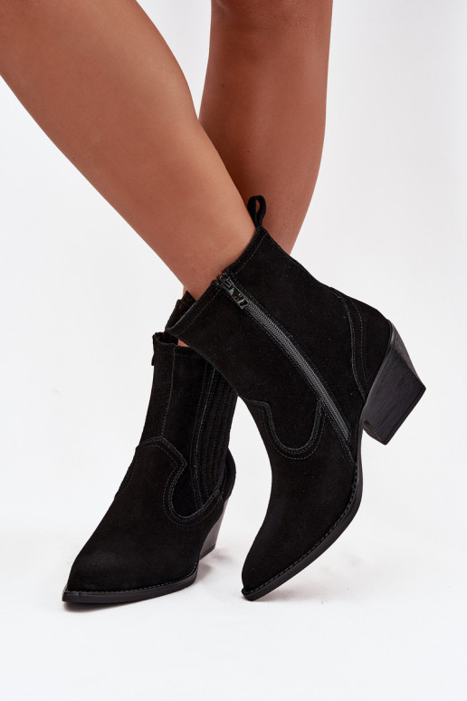 Chaussures en daim style coÀ-boy Féminin avec des talons réchauffer couleur noire Dylira Chaussures en daim style coÀ-boy Féminin avec des talons réchauffer couleur noire Dylira