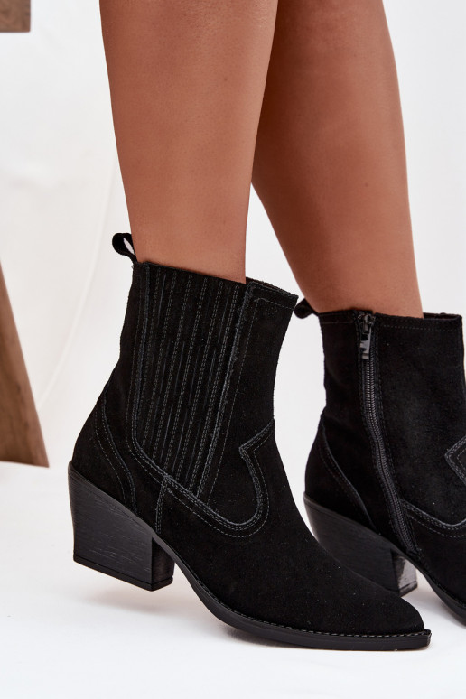 Chaussures en daim style coÀ-boy Féminin avec des talons réchauffer couleur noire Dylira Chaussures en daim style coÀ-boy Féminin avec des talons réchauffer couleur noire Dylira