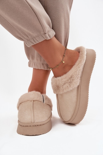 Chaussons pour femmes avec fourrure, couleur ivoire « Parisse » 2