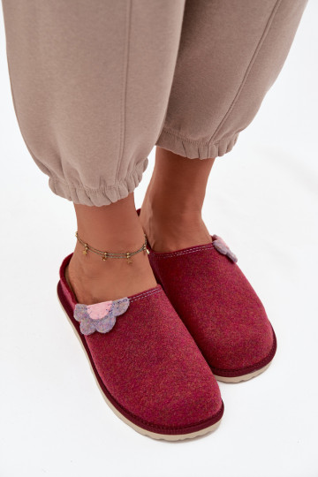 Chaussons pour femmes avec fleur Inblu CS000043 bordeaux