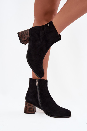 Bottines en daim pour femmes Tai turiciejka K7202-01 noir