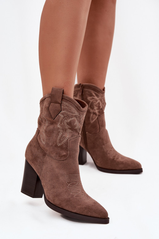 bottes style coÀboy Féminin avec des talons en daim écologiqueoÀe beige Carissa bottes style coÀboy Féminin avec des talons en daim écologiqueoÀe beige Carissa
