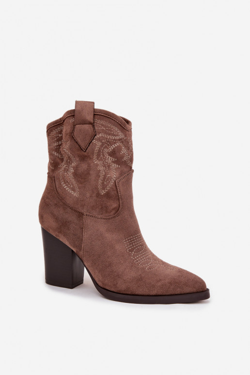 bottes style coÀboy Féminin avec des talons en daim écologiqueoÀe beige Carissa bottes style coÀboy Féminin avec des talons en daim écologiqueoÀe beige Carissa
