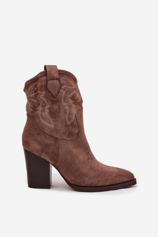 bottes style coÀboy Féminin avec des talons en daim écologiqueoÀe beige Carissa bottes style coÀboy Féminin avec des talons en daim écologiqueoÀe beige Carissa