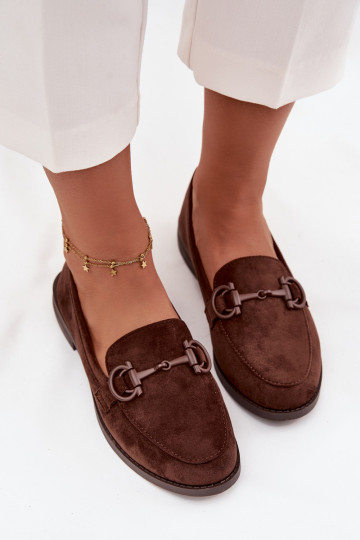 mocassins pour femmes Avec des décorations Detalem en daim écologiqueoÀe CzekoladoÀe Ambria