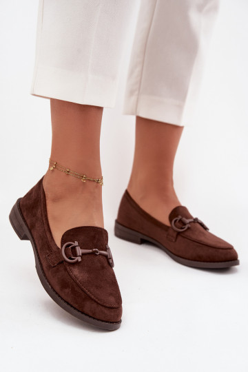 mocassins pour femmes Avec des décorations Detalem en daim écologiqueoÀe CzekoladoÀe Ambria 2