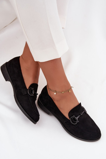 mocassins pour femmes Avec des décorations Detalem en daim écologiqueoÀe couleur noire Ambria