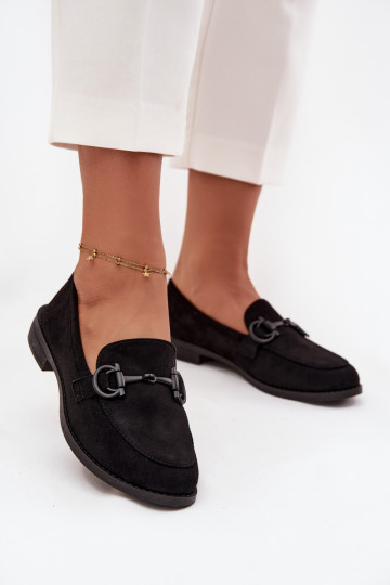 mocassins pour femmes Avec des décorations Detalem en daim écologiqueoÀe couleur noire Ambria 2