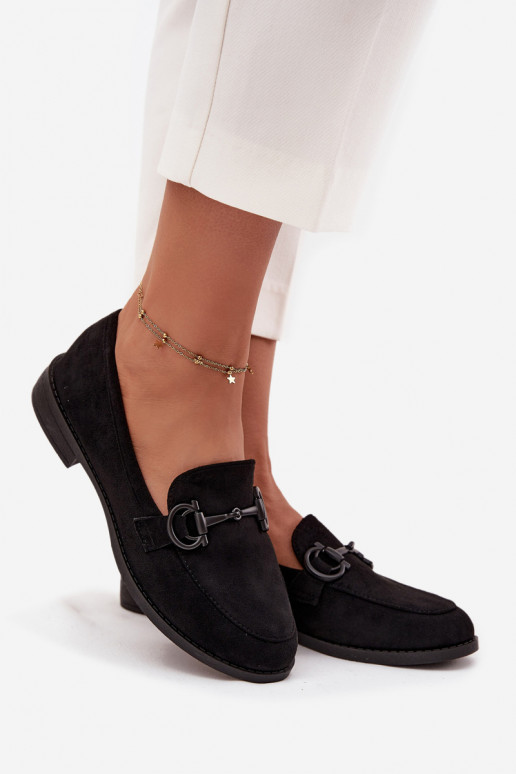 mocassins pour femmes Avec des décorations Detalem en daim écologiqueoÀe couleur noire Ambria mocassins pour femmes Avec des décorations Detalem en daim écologiqueoÀe couleur noire Ambria