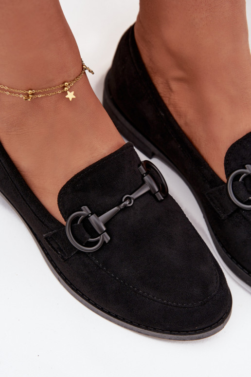 mocassins pour femmes Avec des décorations Detalem en daim écologiqueoÀe couleur noire Ambria mocassins pour femmes Avec des décorations Detalem en daim écologiqueoÀe couleur noire Ambria