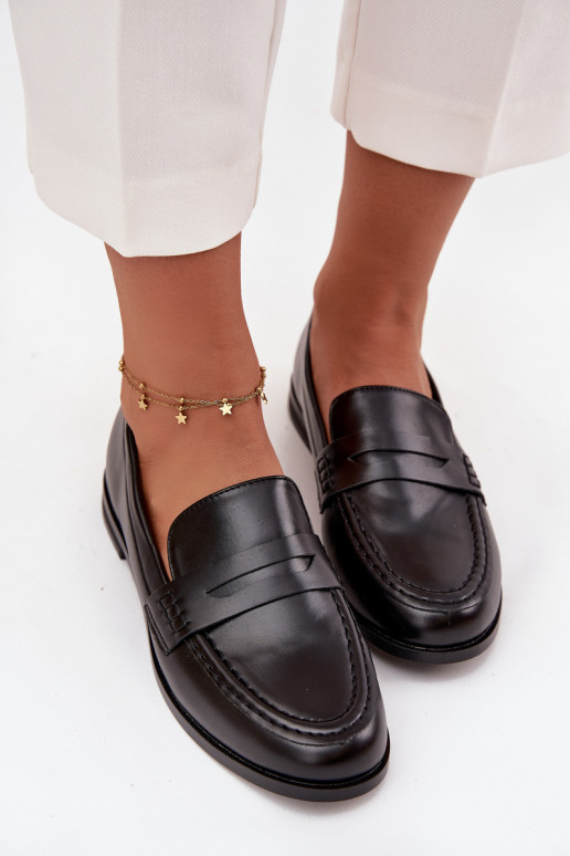 Mocassins Mocassins Féminin en cuir écologique couleur noire Bessina Mocassins Mocassins Féminin en cuir écologique couleur noire Bessina