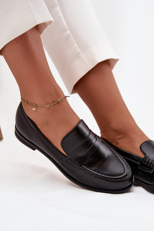 Mocassins Mocassins Féminin en cuir écologique couleur noire Bessina Mocassins Mocassins Féminin en cuir écologique couleur noire Bessina