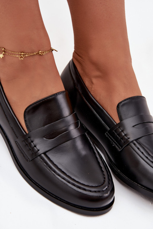 Mocassins Mocassins Féminin en cuir écologique couleur noire Bessina Mocassins Mocassins Féminin en cuir écologique couleur noire Bessina