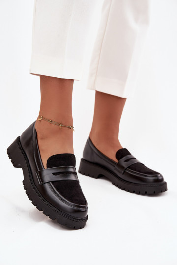 mocassins pour femmes en cuir écologique couleur noire Cailen 2