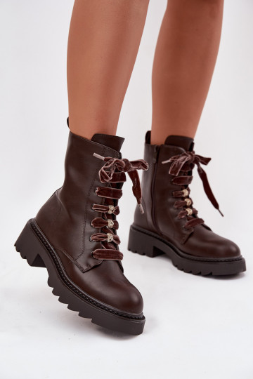 réchauffer Bottes pour femmes Avec des décorations Laçagem CzekoladoÀe Elindra