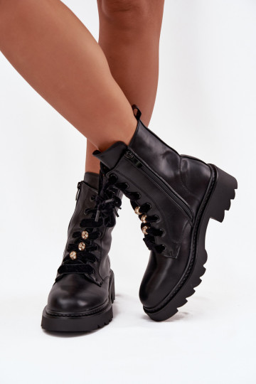 réchauffer Bottes pour femmes Avec des décorations Laçagem couleur noire Elindra 2
