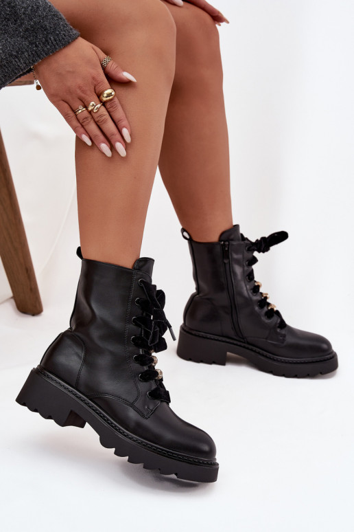 réchauffer Bottes pour femmes Avec des décorations Laçagem couleur noire Elindra réchauffer Bottes pour femmes Avec des décorations Laçagem couleur noire Elindra