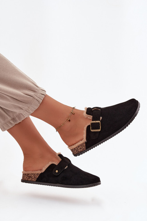 Chaussons Sabots Féminin réchauffer avec de la fourrure à l intérieur avec boucles couleur noire Sylisse Chaussons Sabots Féminin réchauffer avec de la fourrure à l intérieur avec boucles couleur noire Sylisse