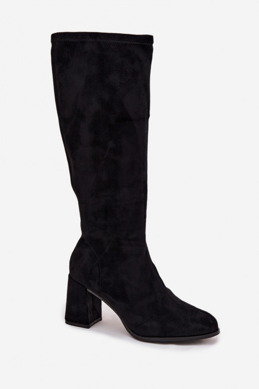 bottes pour femmes avec des talonsen daim écologiqueu couleur noire Yelisse bottes pour femmes avec des talonsen daim écologiqueu couleur noire Yelisse