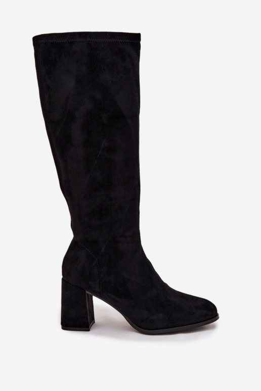 bottes pour femmes avec des talonsen daim écologiqueu couleur noire Yelisse bottes pour femmes avec des talonsen daim écologiqueu couleur noire Yelisse