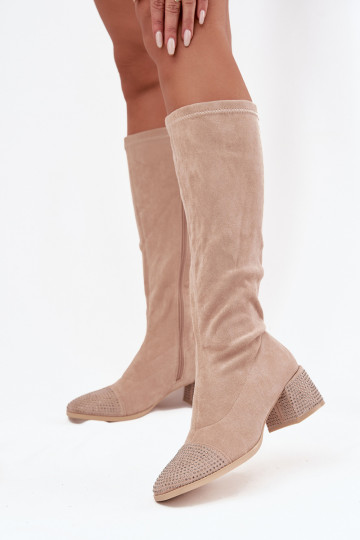 bottes pour femmes Avec décoration Klocke en daim écologiqueoÀe beige Ivanna