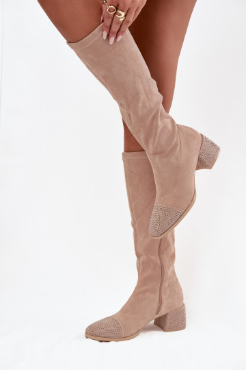 bottes pour femmes Avec décoration Klocke en daim écologiqueoÀe beige Ivanna 2