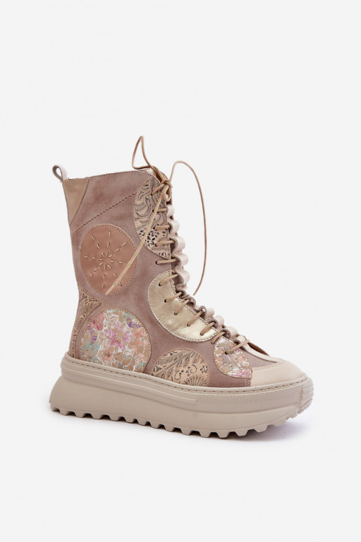 Peau Chaussures en daim avec une plateforme réchauffer Il fautciejka 06565-04 beige Peau Chaussures en daim avec une plateforme réchauffer Il fautciejka 06565-04 beige