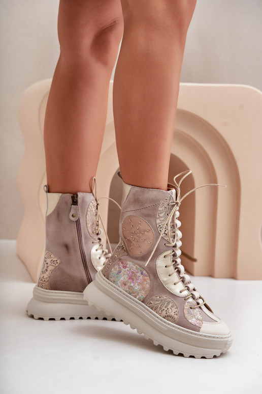 Peau Chaussures en daim avec une plateforme réchauffer Il fautciejka 06565-04 beige Peau Chaussures en daim avec une plateforme réchauffer Il fautciejka 06565-04 beige
