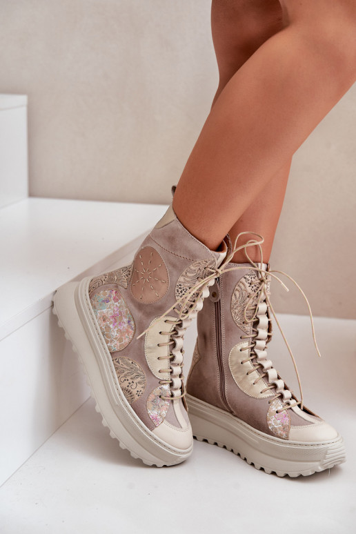 Peau Chaussures en daim avec une plateforme réchauffer Il fautciejka 06565-04 beige Peau Chaussures en daim avec une plateforme réchauffer Il fautciejka 06565-04 beige