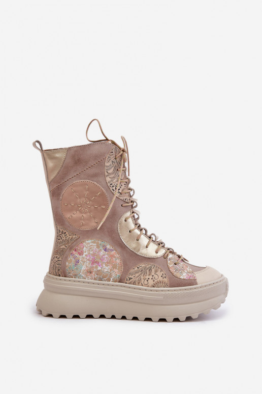 Peau Chaussures en daim avec une plateforme réchauffer Il fautciejka 06565-04 beige Peau Chaussures en daim avec une plateforme réchauffer Il fautciejka 06565-04 beige