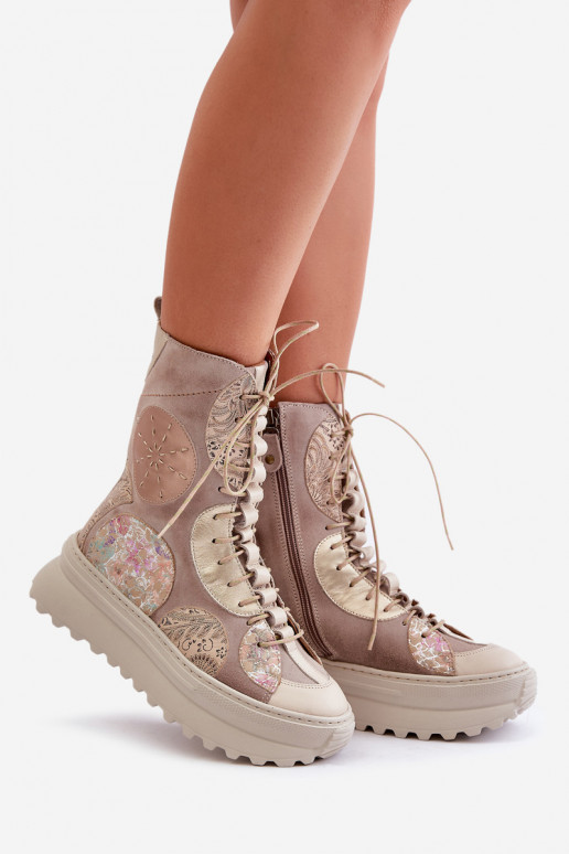 Peau Chaussures en daim avec une plateforme réchauffer Il fautciejka 06565-04 beige Peau Chaussures en daim avec une plateforme réchauffer Il fautciejka 06565-04 beige
