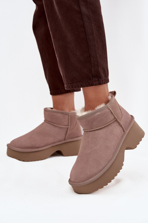 Bottes de neige FémininActivéturalnego en daimu réchauffer avec de la fourrure à l intérieur couleur kaki Milora Bottes de neige FémininActivéturalnego en daimu réchauffer avec de la fourrure à l intérieur couleur kaki Milora