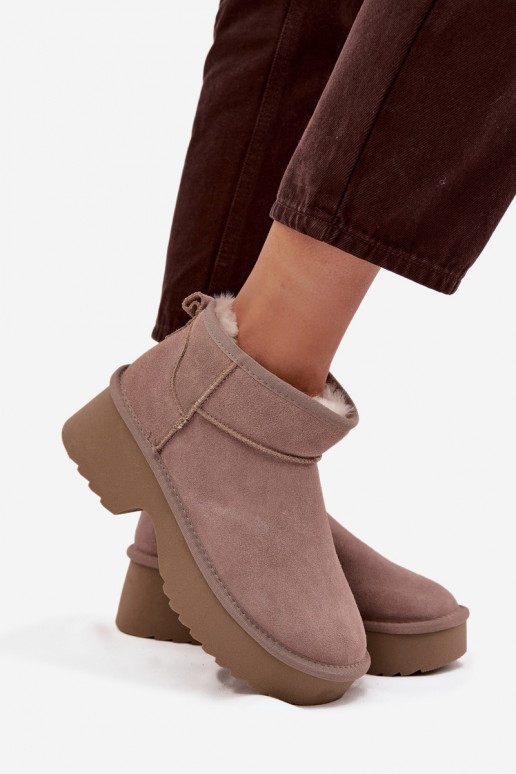 Bottes de neige FémininActivéturalnego en daimu réchauffer avec de la fourrure à l intérieur couleur kaki Milora Bottes de neige FémininActivéturalnego en daimu réchauffer avec de la fourrure à l intérieur couleur kaki Milora