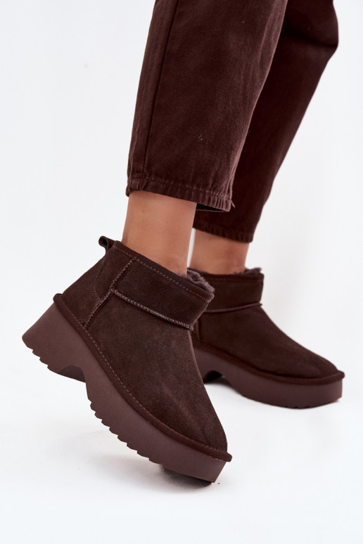 Bottes de neige FémininActivéturalnego en daimu réchauffer avec de la fourrure à l intérieur CzekoladoÀe Milora Bottes de neige FémininActivéturalnego en daimu réchauffer avec de la fourrure à l intérieur CzekoladoÀe Milora